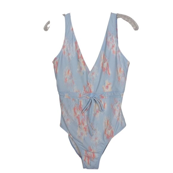 Summersalt One-Piece Women's Swimsuit 8 Abstract Pastel V-Neck Waist Tie Lined - Picture 3 of 16